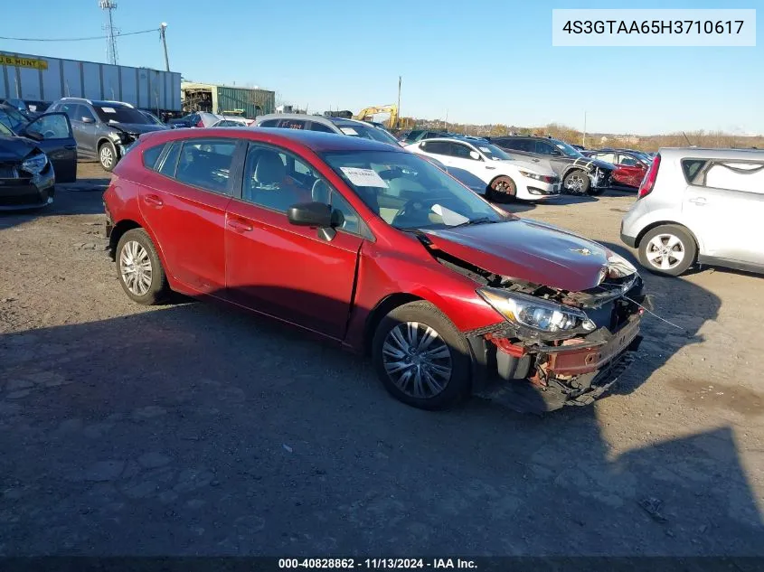 2017 Subaru Impreza 2.0I VIN: 4S3GTAA65H3710617 Lot: 40828862