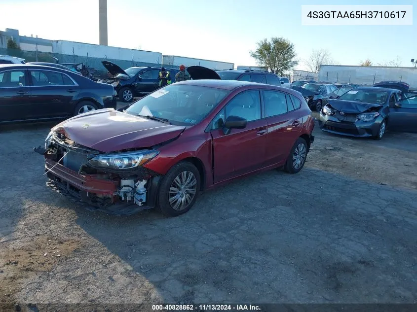 2017 Subaru Impreza 2.0I VIN: 4S3GTAA65H3710617 Lot: 40828862