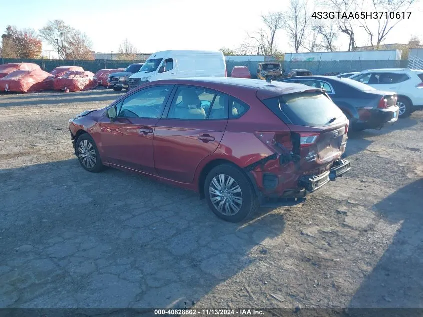 2017 Subaru Impreza 2.0I VIN: 4S3GTAA65H3710617 Lot: 40828862