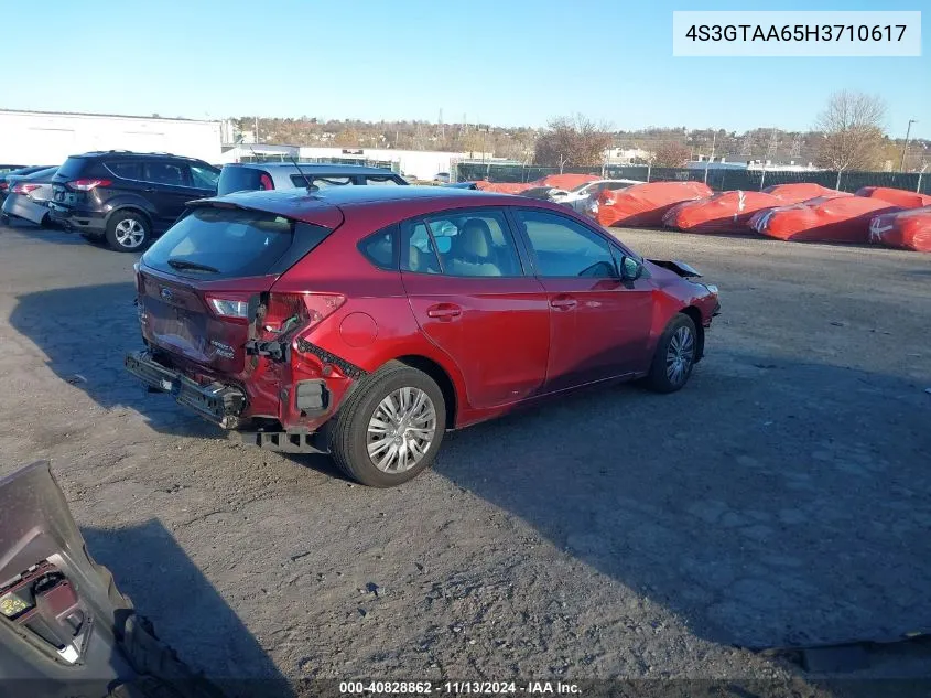 2017 Subaru Impreza 2.0I VIN: 4S3GTAA65H3710617 Lot: 40828862