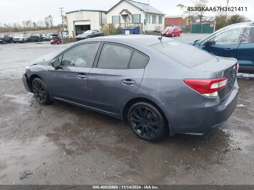 2017 Subaru Impreza 2.0I VIN: 4S3GKAA67H3621411 Lot: 40835969