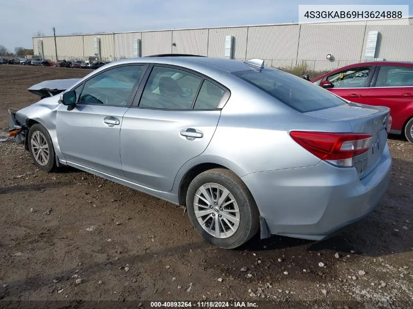 2017 Subaru Impreza 2.0I Premium VIN: 4S3GKAB69H3624888 Lot: 40893264