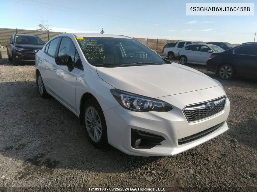 2018 Subaru Impreza Premium VIN: 4S3GKAB6XJ3604588 Lot: 12109190