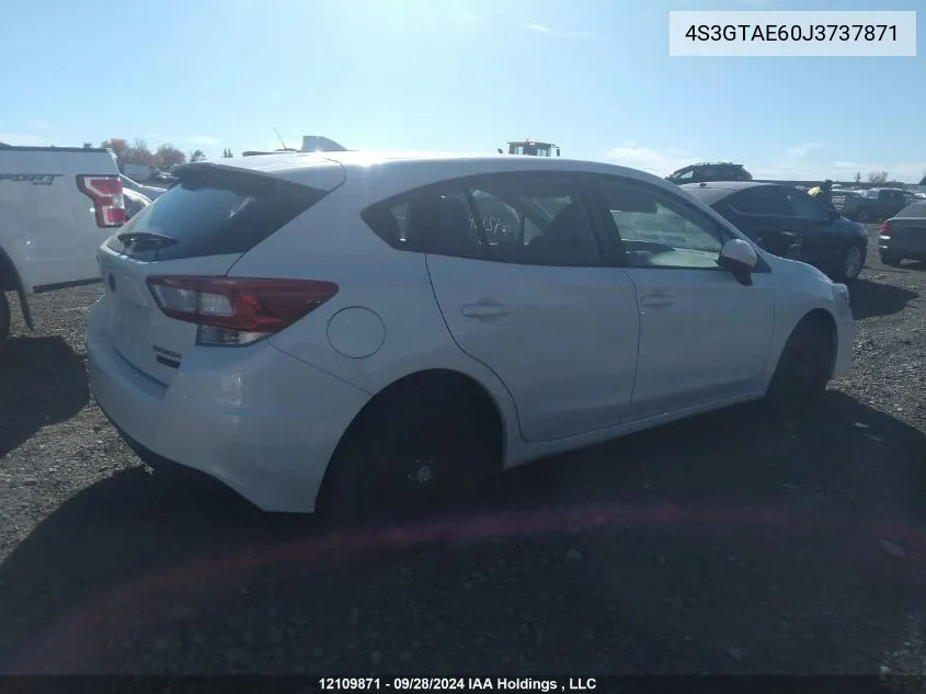 2018 Subaru Impreza VIN: 4S3GTAE60J3737871 Lot: 12109871