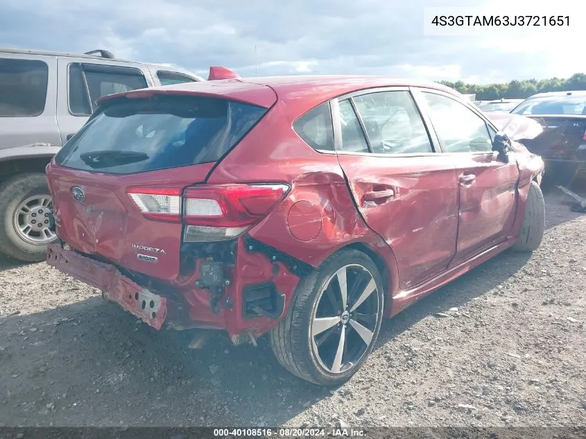 4S3GTAM63J3721651 2018 Subaru Impreza Sport