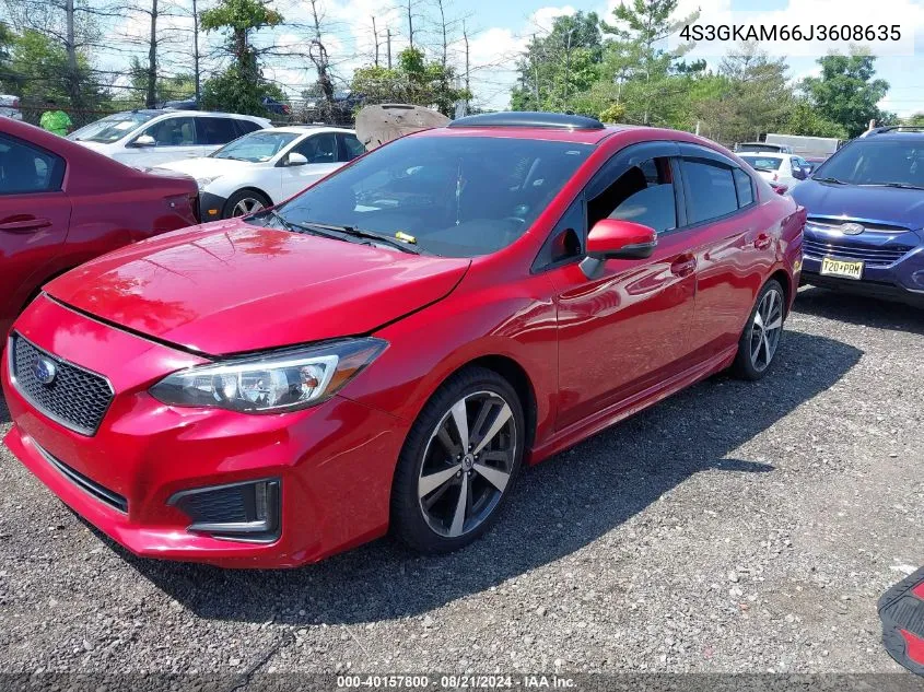 2018 Subaru Impreza 2.0I Sport VIN: 4S3GKAM66J3608635 Lot: 40157800