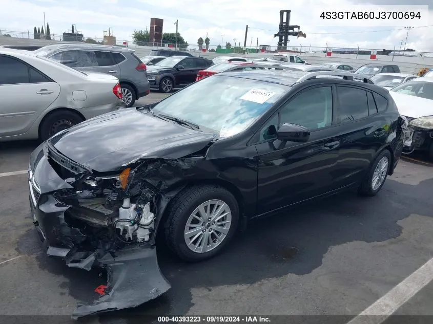 2018 Subaru Impreza 2.0I Premium VIN: 4S3GTAB60J3700694 Lot: 40393223