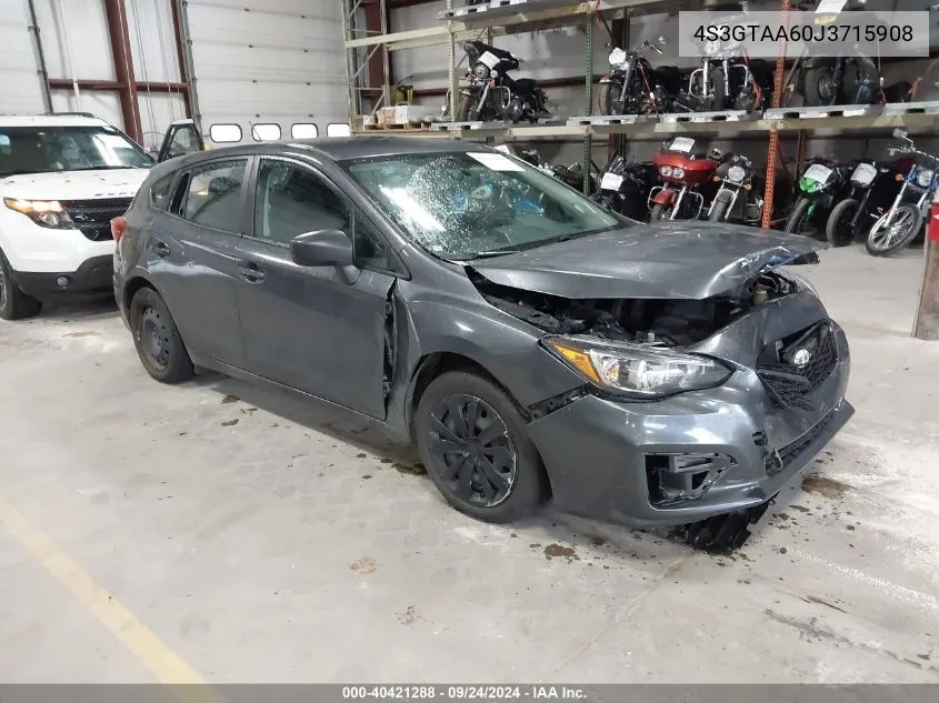 2018 Subaru Impreza 2.0I VIN: 4S3GTAA60J3715908 Lot: 40421288