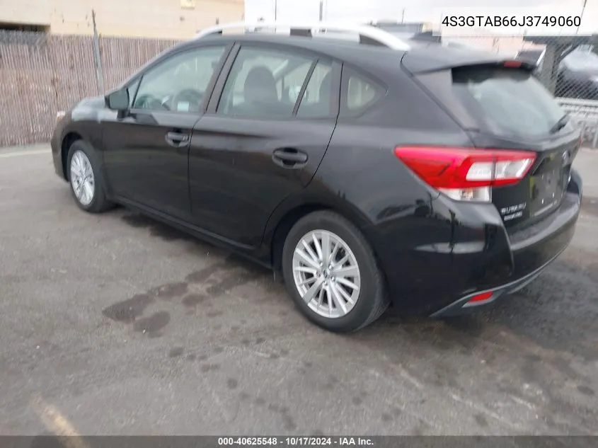 2018 Subaru Impreza 2.0I Premium VIN: 4S3GTAB66J3749060 Lot: 40625548