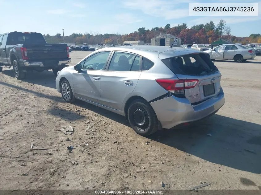 2018 Subaru Impreza 2.0I VIN: 4S3GTAA66J3745236 Lot: 40640986