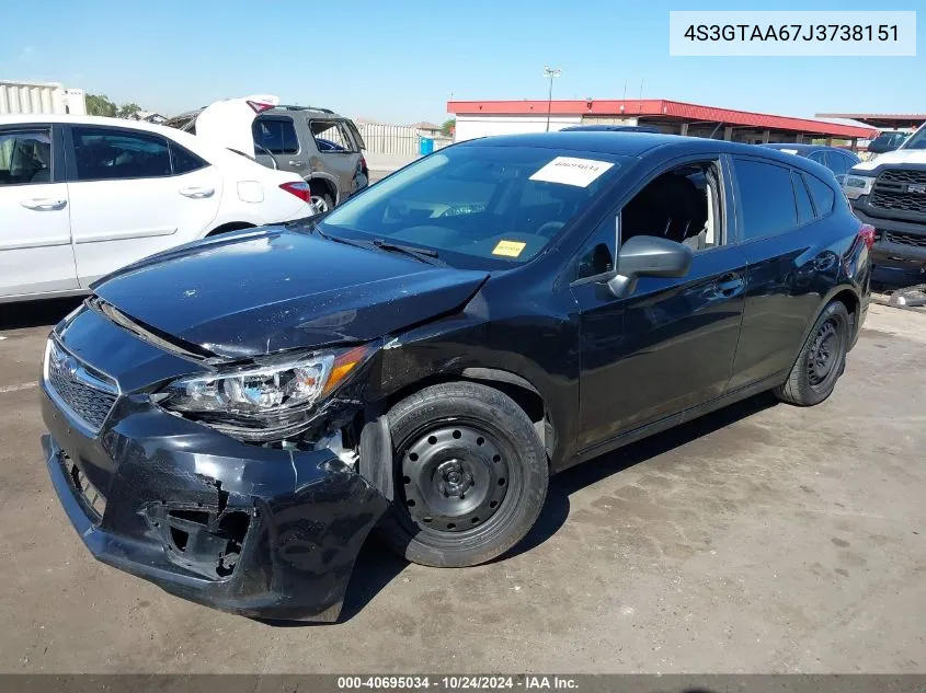 2018 Subaru Impreza 2.0I VIN: 4S3GTAA67J3738151 Lot: 40695034