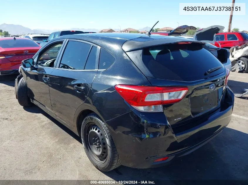 2018 Subaru Impreza 2.0I VIN: 4S3GTAA67J3738151 Lot: 40695034