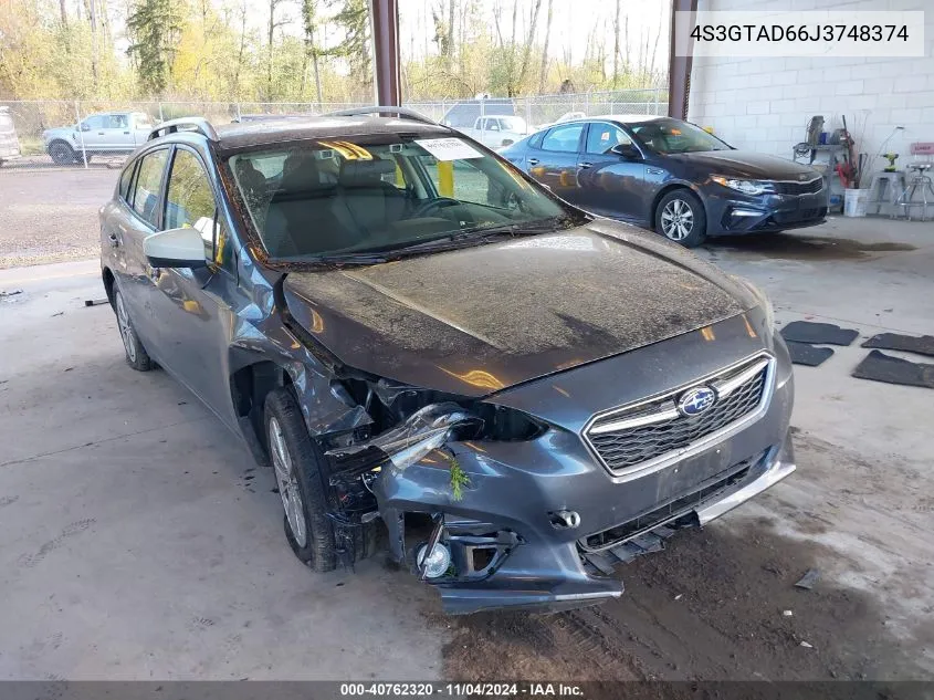 2018 Subaru Impreza 2.0I Premium VIN: 4S3GTAD66J3748374 Lot: 40762320