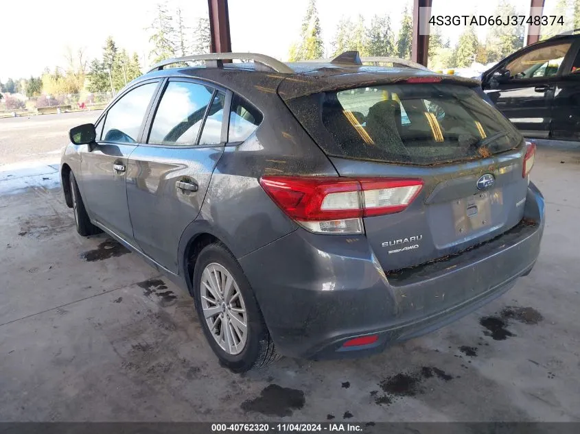 2018 Subaru Impreza 2.0I Premium VIN: 4S3GTAD66J3748374 Lot: 40762320