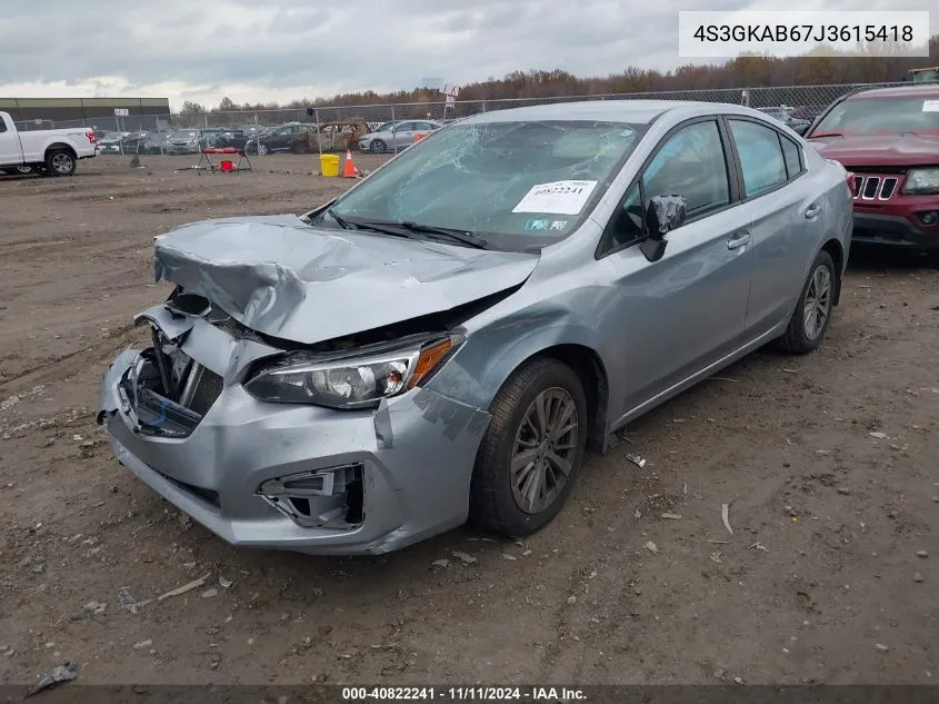 2018 Subaru Impreza 2.0I Premium VIN: 4S3GKAB67J3615418 Lot: 40822241