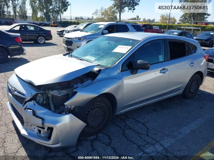 2018 Subaru Impreza 2.0I VIN: 4S3GTAA68J3750681 Lot: 40861554