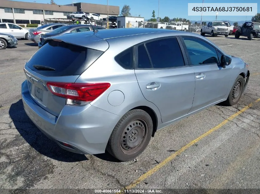 2018 Subaru Impreza 2.0I VIN: 4S3GTAA68J3750681 Lot: 40861554