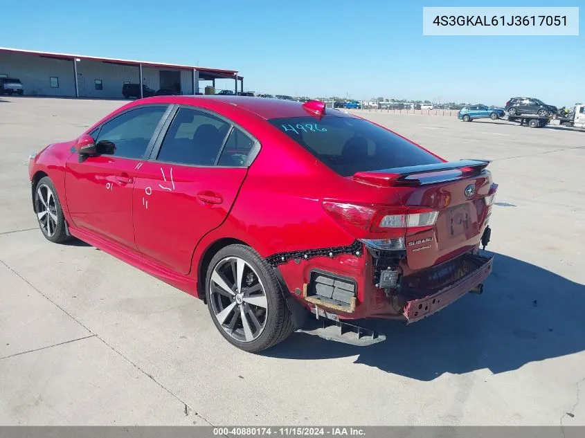 2018 Subaru Impreza 2.0I Sport VIN: 4S3GKAL61J3617051 Lot: 40880174