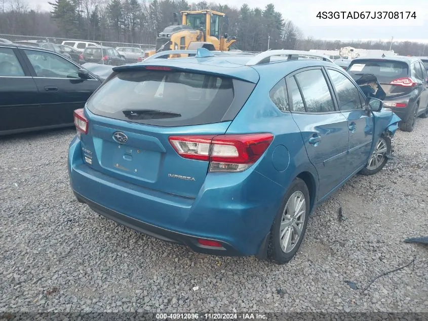 2018 Subaru Impreza 2.0I Premium VIN: 4S3GTAD67J3708174 Lot: 40912096