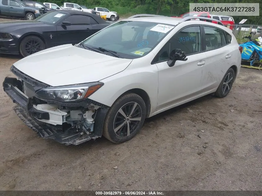 2019 Subaru Impreza 2.0I Premium VIN: 4S3GTAC64K3727283 Lot: 39582979