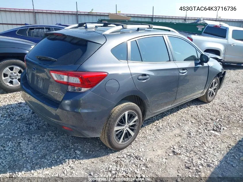 2019 Subaru Impreza 2.0I Premium VIN: 4S3GTAC64K3716736 Lot: 39986724