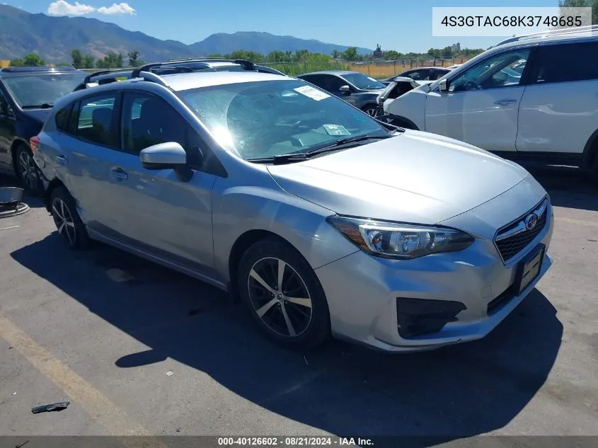 2019 Subaru Impreza Premium VIN: 4S3GTAC68K3748685 Lot: 40126602