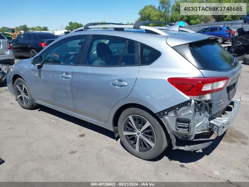 2019 Subaru Impreza Premium VIN: 4S3GTAC68K3748685 Lot: 40126602