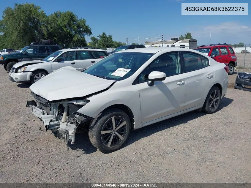 2019 Subaru Impreza 2.0I Premium VIN: 4S3GKAD68K3622375 Lot: 40144548