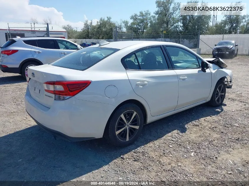 2019 Subaru Impreza 2.0I Premium VIN: 4S3GKAD68K3622375 Lot: 40144548