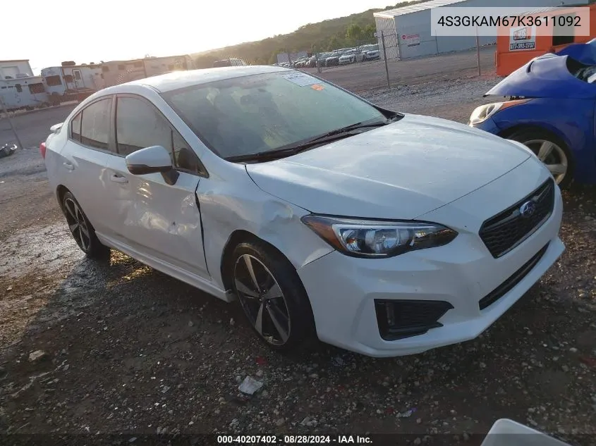 4S3GKAM67K3611092 2019 Subaru Impreza 2.0I Sport