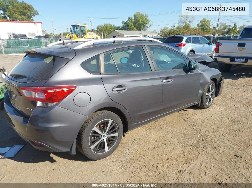 2019 Subaru Impreza Premium VIN: 4S3GTAC68K3745480 Lot: 40251914