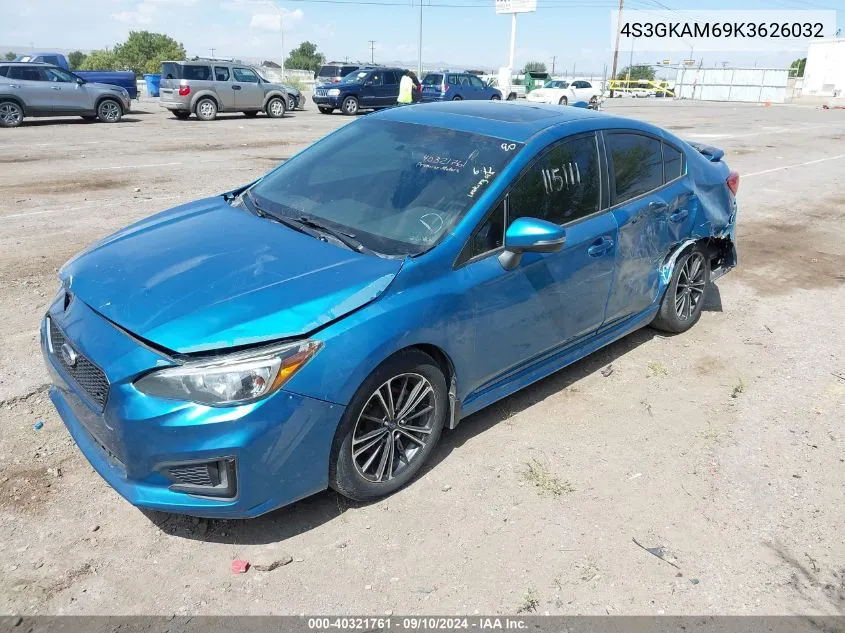 2019 Subaru Impreza 2.0I Sport VIN: 4S3GKAM69K3626032 Lot: 40321761