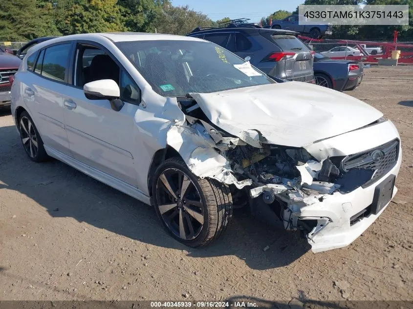 2019 Subaru Impreza 2.0I Sport VIN: 4S3GTAM61K3751443 Lot: 40345939