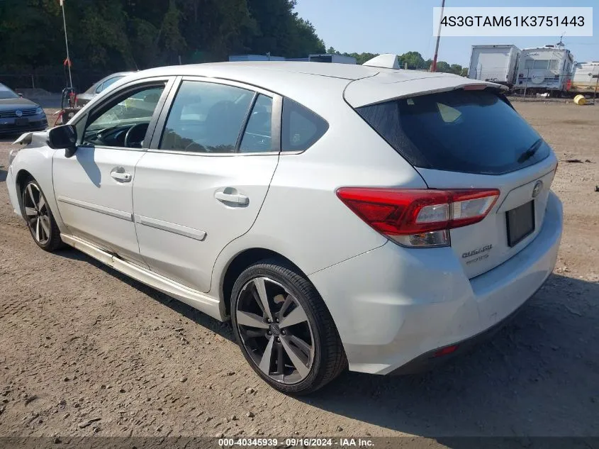 2019 Subaru Impreza 2.0I Sport VIN: 4S3GTAM61K3751443 Lot: 40345939