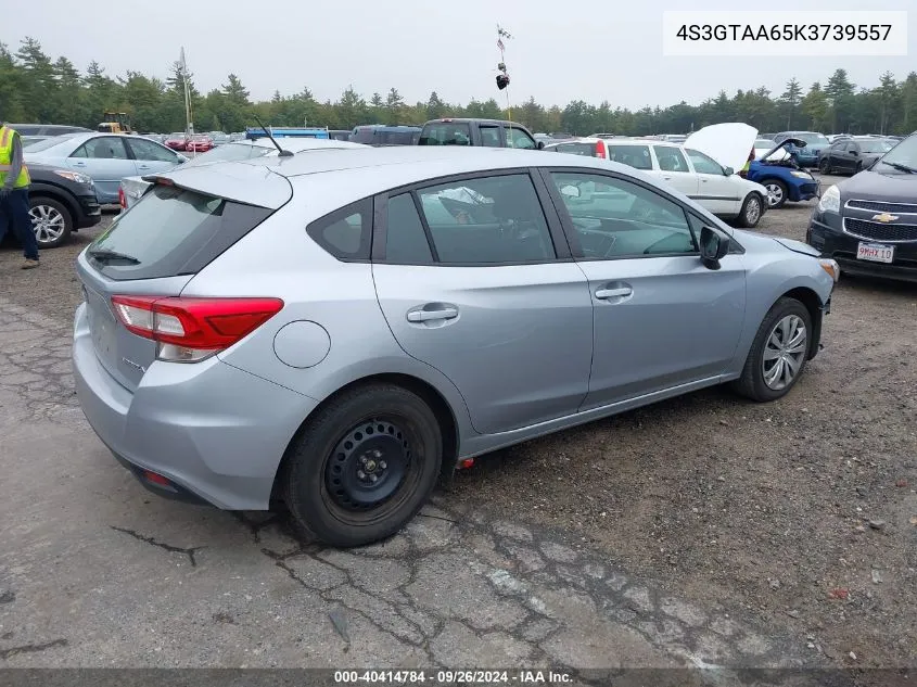 2019 Subaru Impreza 2.0I VIN: 4S3GTAA65K3739557 Lot: 40414784