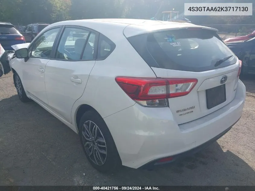 2019 Subaru Impreza 2.0I VIN: 4S3GTAA62K3717130 Lot: 40421756