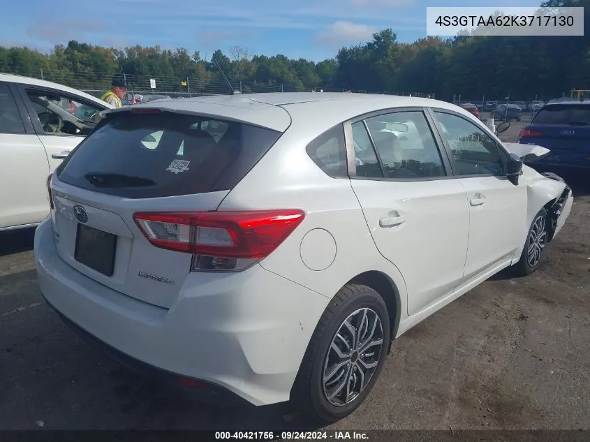 2019 Subaru Impreza 2.0I VIN: 4S3GTAA62K3717130 Lot: 40421756