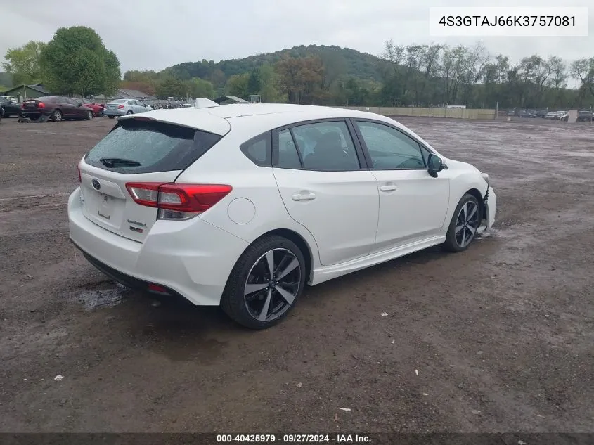 2019 Subaru Impreza 2.0I Sport VIN: 4S3GTAJ66K3757081 Lot: 40425979