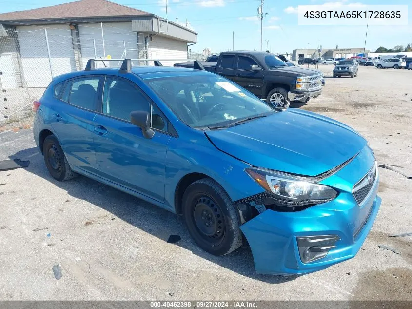 2019 Subaru Impreza 2.0I VIN: 4S3GTAA65K1728635 Lot: 40452398