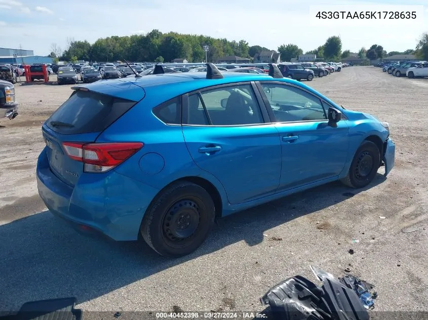 2019 Subaru Impreza 2.0I VIN: 4S3GTAA65K1728635 Lot: 40452398