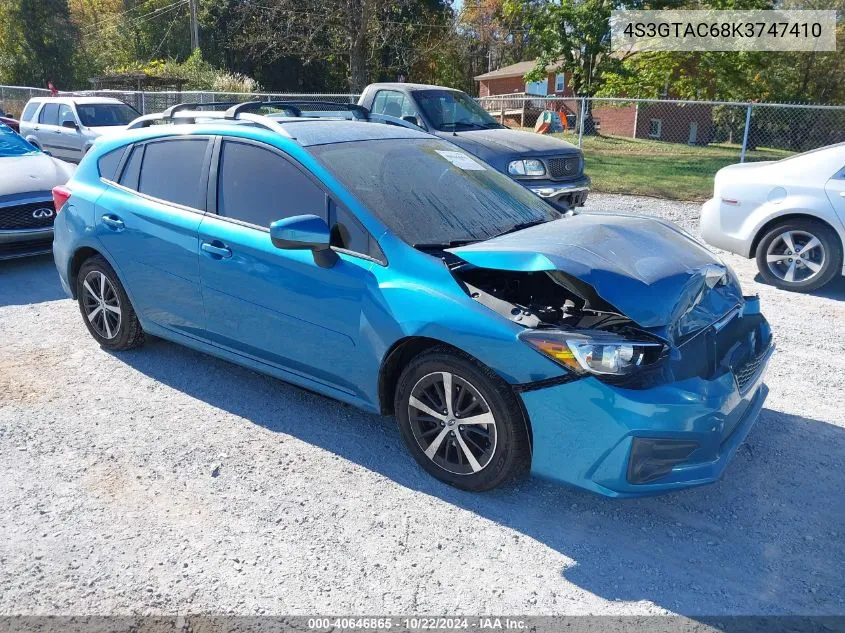 2019 Subaru Impreza 2.0I Premium VIN: 4S3GTAC68K3747410 Lot: 40646865