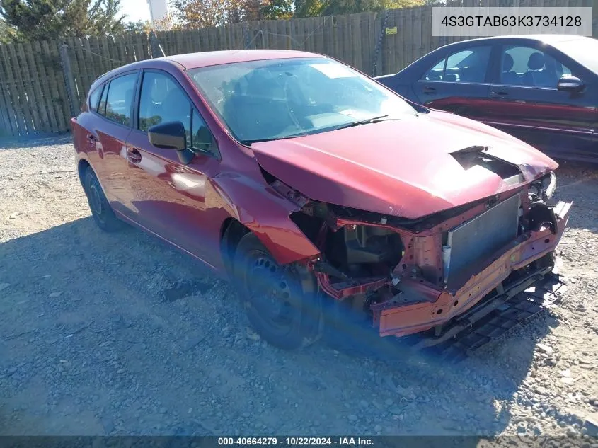 2019 Subaru Impreza 2.0I VIN: 4S3GTAB63K3734128 Lot: 40664279