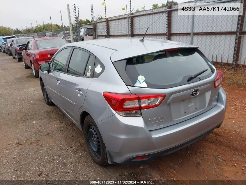 2019 Subaru Impreza 2.0I VIN: 4S3GTAA67K1742066 Lot: 40712823