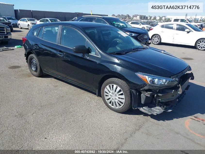 4S3GTAA62K3714776 2019 Subaru Impreza 2.0I