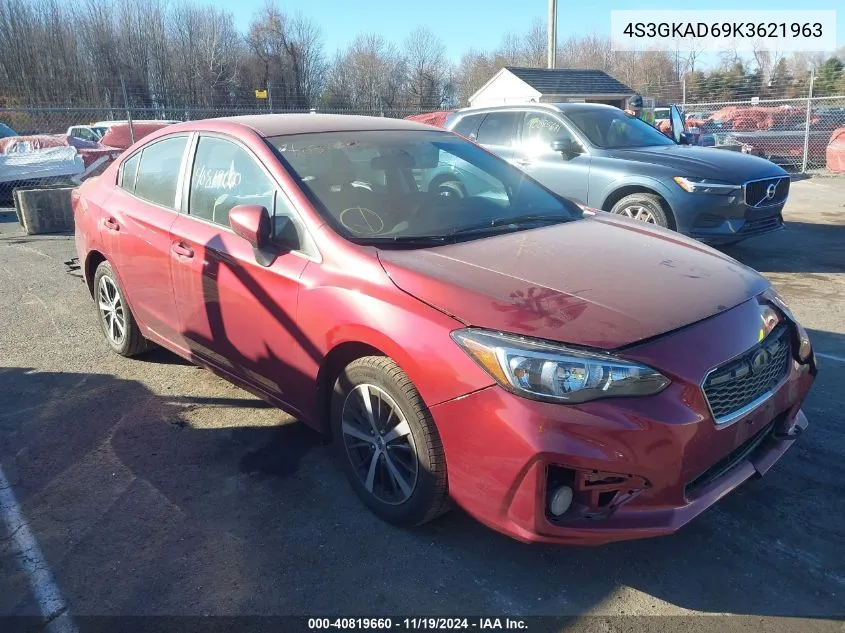 2019 Subaru Impreza 2.0I Premium VIN: 4S3GKAD69K3621963 Lot: 40819660