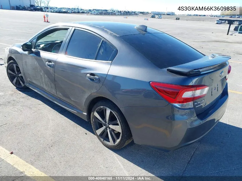 2019 Subaru Impreza 2.0I Sport VIN: 4S3GKAM66K3609835 Lot: 40840165