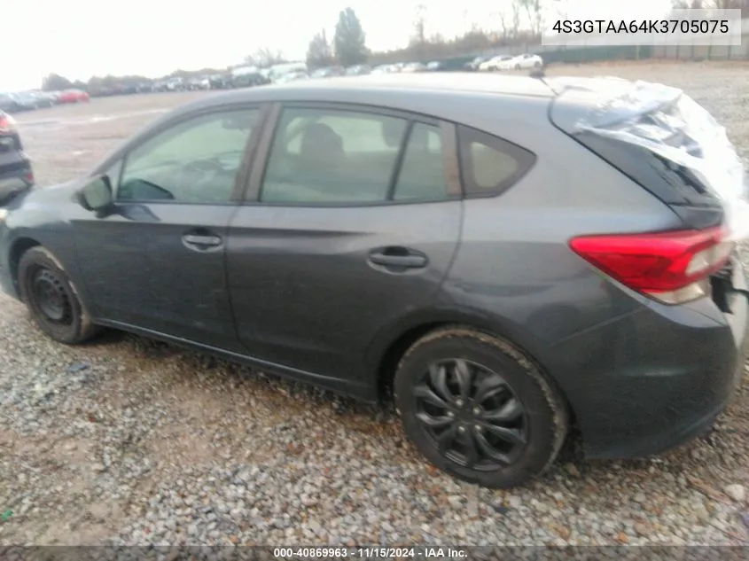 2019 Subaru Impreza 2.0I VIN: 4S3GTAA64K3705075 Lot: 40869963