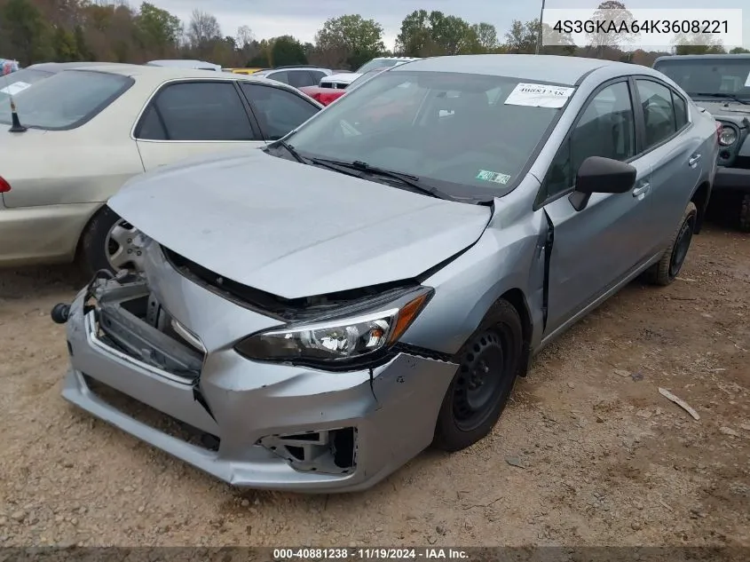 2019 Subaru Impreza 2.0I VIN: 4S3GKAA64K3608221 Lot: 40881238