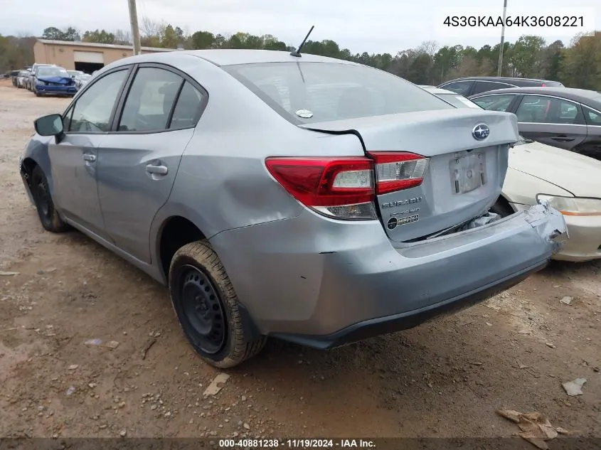 2019 Subaru Impreza 2.0I VIN: 4S3GKAA64K3608221 Lot: 40881238