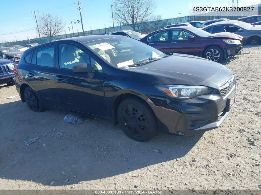 2019 Subaru Impreza 2.0I VIN: 4S3GTAB62K3700827 Lot: 40892109